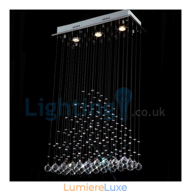 Lustre contemporain moderne à montage encastré, luminaire suspendu en cristal avec goutte de pluie