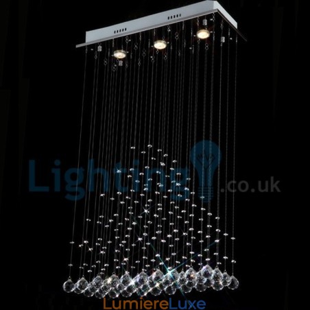 Lustre contemporain moderne à montage encastré, luminaire suspendu en cristal avec goutte de pluie Lustre contemporain moderne à montage encastré, luminaire suspendu en cristal avec goutte de pluie