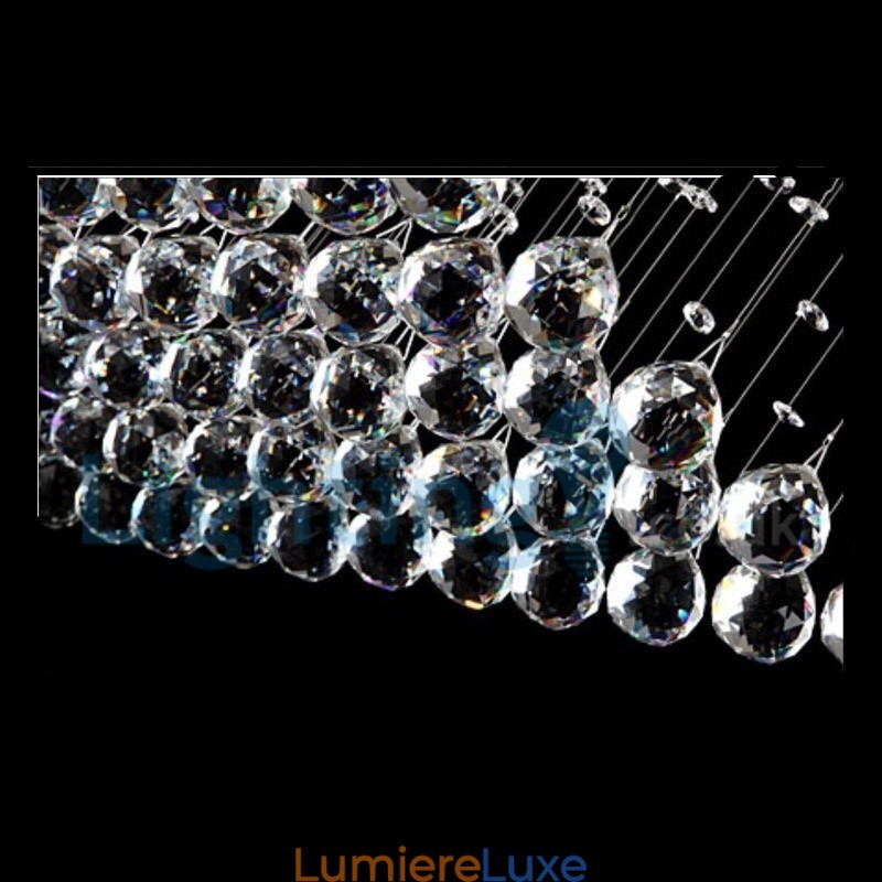 Lustre contemporain moderne à montage encastré, luminaire suspendu en cristal avec goutte de pluie