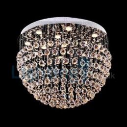 Lustre contemporain moderne à montage encastré, luminaire suspendu en cristal avec goutte de pluie