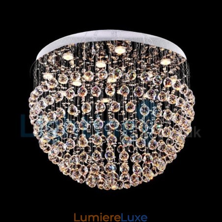 Lustre contemporain moderne à montage encastré, luminaire suspendu en cristal avec goutte de pluie Lustre contemporain moderne à montage encastré, luminaire suspendu en cristal avec goutte de pluie