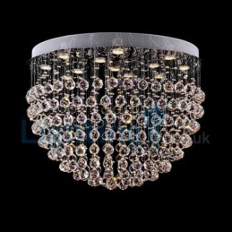 Lustre contemporain moderne à montage encastré, luminaire suspendu en cristal avec goutte de pluie