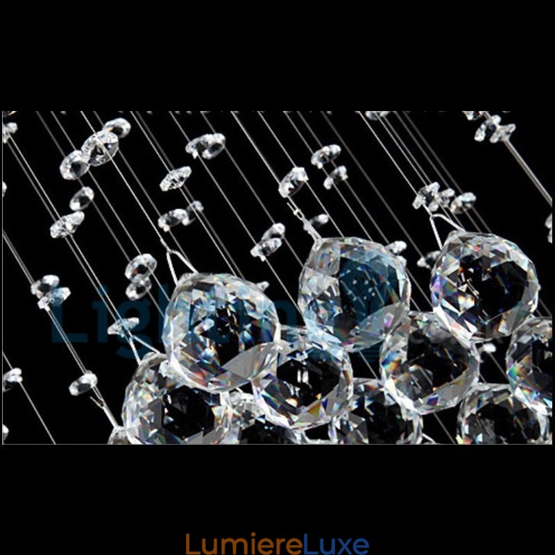 Lustre contemporain moderne à montage encastré, luminaire suspendu en cristal avec goutte de pluie