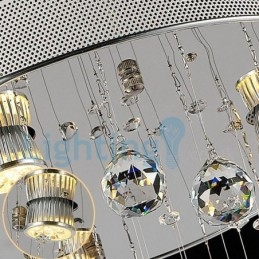 Lustre contemporain moderne à montage encastré, luminaire suspendu en cristal avec goutte de pluie