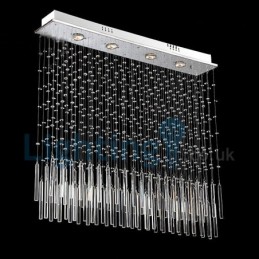 Lustre contemporain moderne à montage encastré, luminaire suspendu en cristal avec goutte de pluie