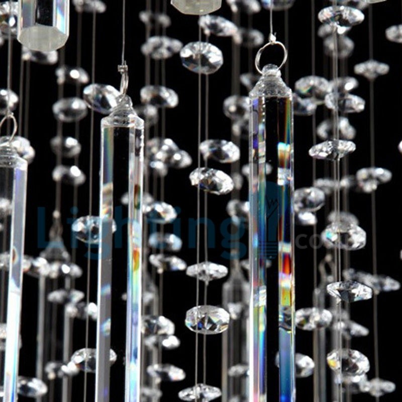 Lustre contemporain moderne à montage encastré, luminaire suspendu en cristal avec goutte de pluie