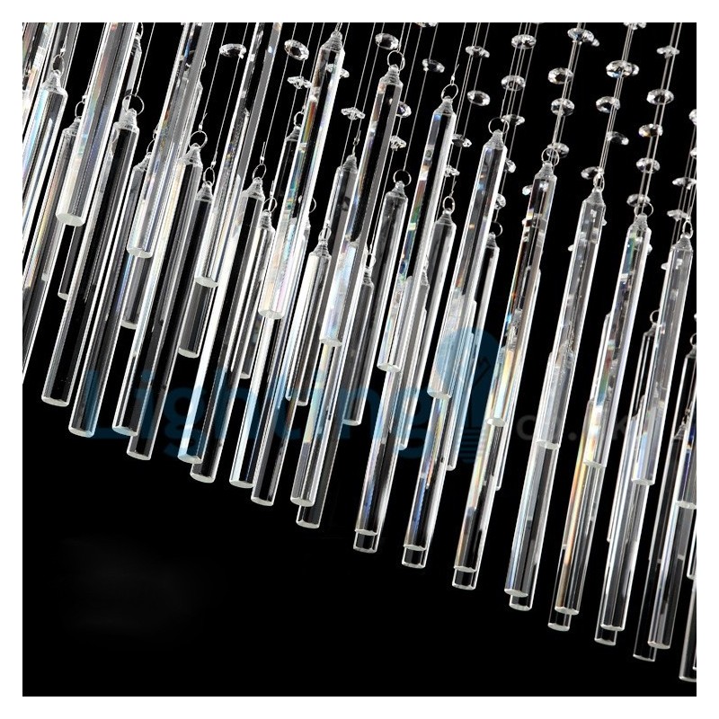 Lustre contemporain moderne à montage encastré, luminaire suspendu en cristal avec goutte de pluie