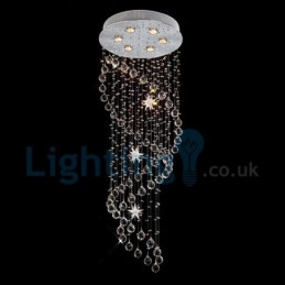 Lustre contemporain moderne à montage encastré, luminaire suspendu en cristal avec goutte de pluie