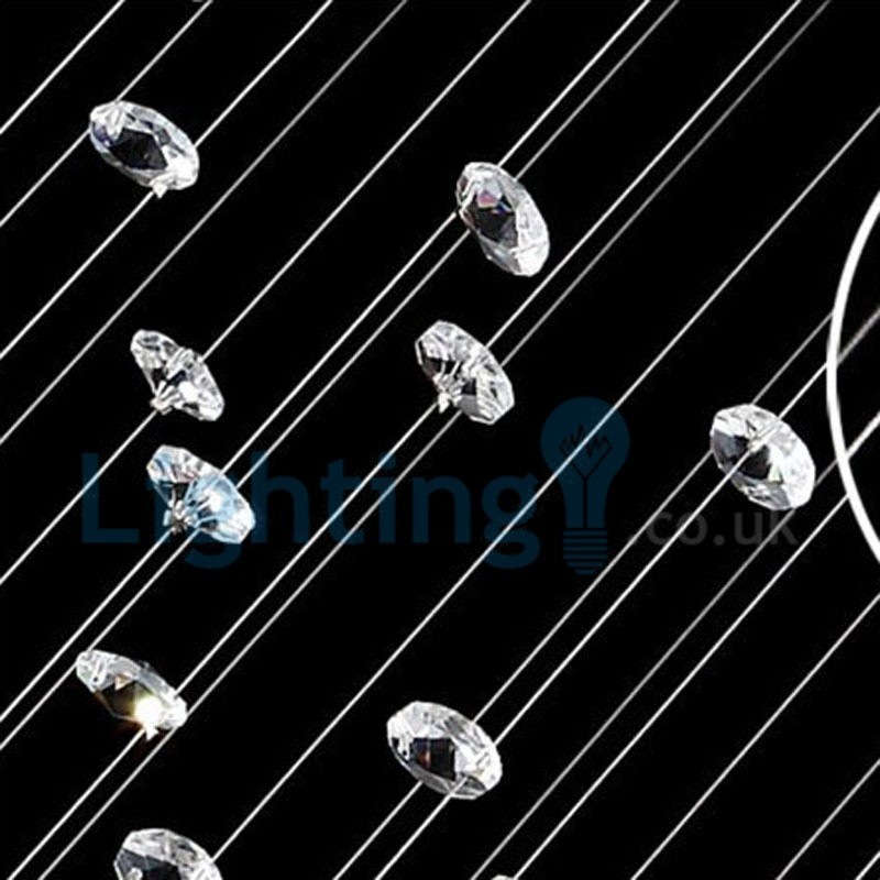 Lustre contemporain moderne à montage encastré, luminaire suspendu en cristal avec goutte de pluie