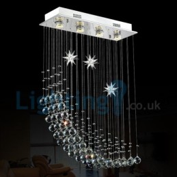 Lustre contemporain moderne à montage encastré, luminaire suspendu en cristal avec goutte de pluie