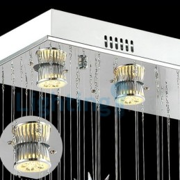 Lustre contemporain moderne à montage encastré, luminaire suspendu en cristal avec goutte de pluie