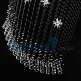 Lustre contemporain moderne à montage encastré, luminaire suspendu en cristal avec goutte de pluie
