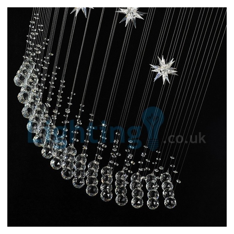 Lustre contemporain moderne à montage encastré, luminaire suspendu en cristal avec goutte de pluie