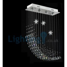 Lustre contemporain moderne à montage encastré, luminaire suspendu en cristal avec goutte de pluie