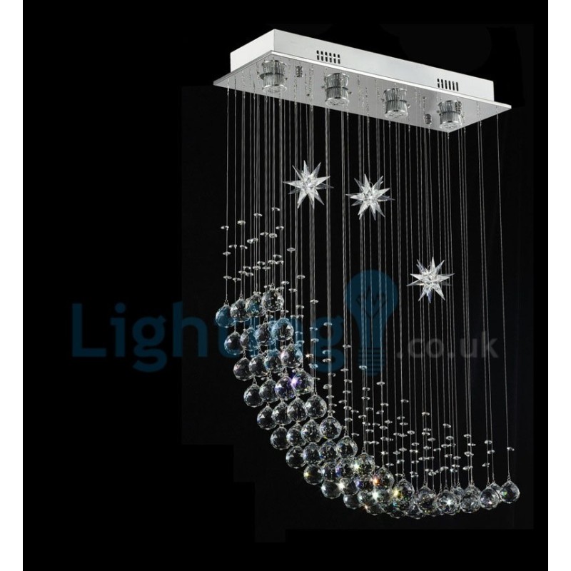 Lustre contemporain moderne à montage encastré, luminaire suspendu en cristal avec goutte de pluie