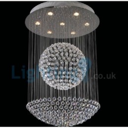 Lustre contemporain moderne à montage encastré, luminaire suspendu en cristal avec goutte de pluie