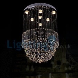 Lustre contemporain moderne à montage encastré, luminaire suspendu en cristal avec goutte de pluie