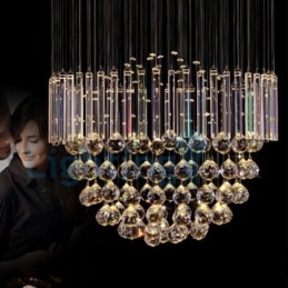 Lustre contemporain moderne à montage encastré, luminaire suspendu en cristal avec goutte de pluie