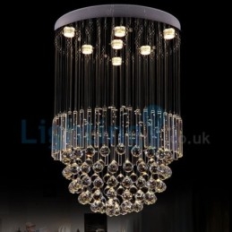 Lustre contemporain moderne à montage encastré, luminaire suspendu en cristal avec goutte de pluie