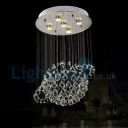 Lustre contemporain moderne à montage encastré, luminaire suspendu en cristal avec goutte de pluie