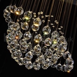 Lustre contemporain moderne à montage encastré, luminaire suspendu en cristal avec goutte de pluie