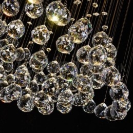Lustre contemporain moderne à montage encastré, luminaire suspendu en cristal avec goutte de pluie