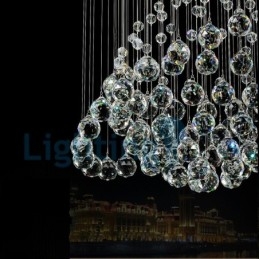 Lustre contemporain moderne à montage encastré, luminaire suspendu en cristal avec goutte de pluie