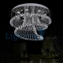 Lustre contemporain moderne à montage encastré, luminaire suspendu en cristal avec goutte de pluie