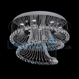 Lustre contemporain moderne à montage encastré, luminaire suspendu en cristal avec goutte de pluie