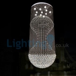 Lustre contemporain moderne à montage encastré, luminaire suspendu en cristal avec goutte de pluie