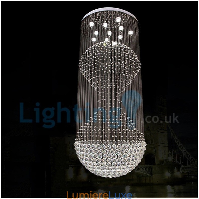 Lustre contemporain moderne à montage encastré, luminaire suspendu en cristal avec goutte de pluie