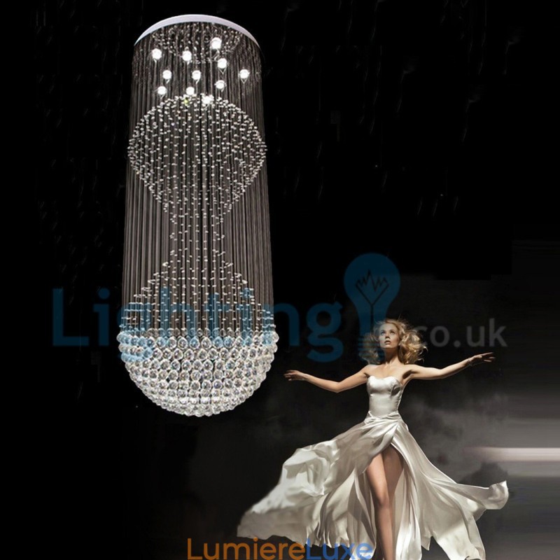 Lustre contemporain moderne à montage encastré, luminaire suspendu en cristal avec goutte de pluie