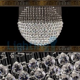 Lustre contemporain moderne à montage encastré, luminaire suspendu en cristal avec goutte de pluie