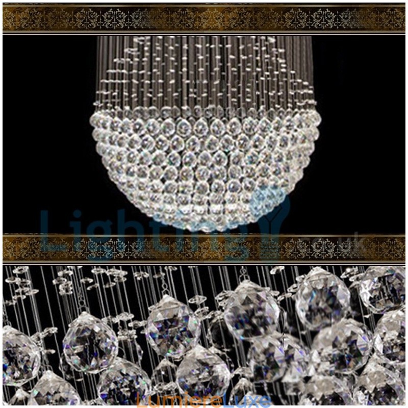 Lustre contemporain moderne à montage encastré, luminaire suspendu en cristal avec goutte de pluie