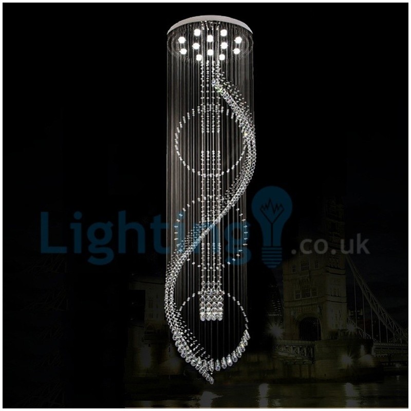 Lustre contemporain moderne à montage encastré, luminaire suspendu en cristal avec goutte de pluie