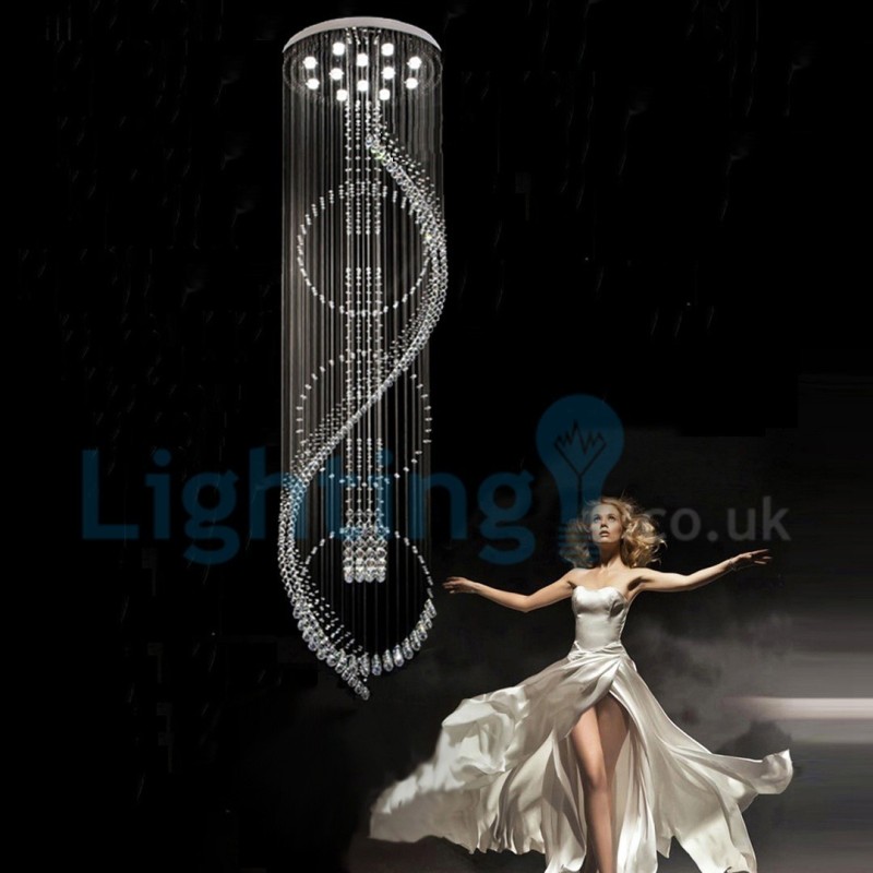 Lustre contemporain moderne à montage encastré, luminaire suspendu en cristal avec goutte de pluie
