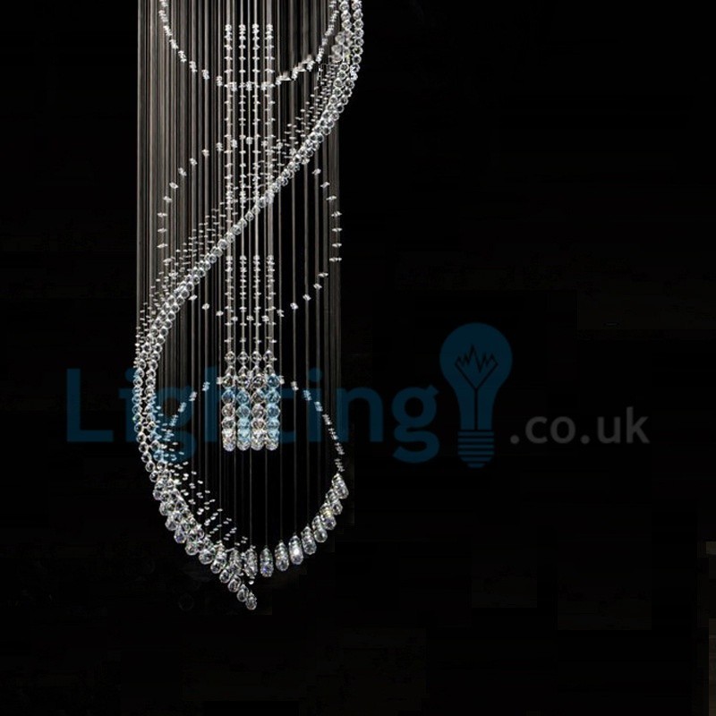 Lustre contemporain moderne à montage encastré, luminaire suspendu en cristal avec goutte de pluie