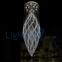 Lustre contemporain moderne à montage encastré, luminaire suspendu en cristal avec goutte de pluie