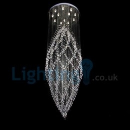 Lustre contemporain moderne à montage encastré, luminaire suspendu en cristal avec goutte de pluie