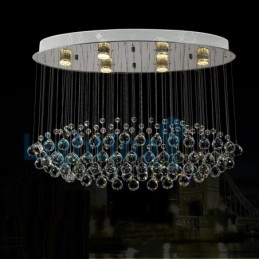 Lustre contemporain moderne à montage encastré, luminaire suspendu en cristal avec goutte de pluie