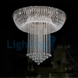 Lustre contemporain moderne à montage encastré, luminaire suspendu en cristal avec goutte de pluie