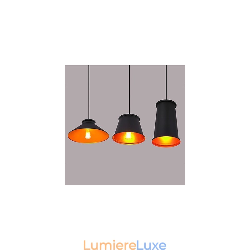 Lustre mini style moderne contemporain en métal à 3 lumières