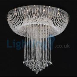 Lustre contemporain moderne à montage encastré, luminaire suspendu en cristal avec goutte de pluie