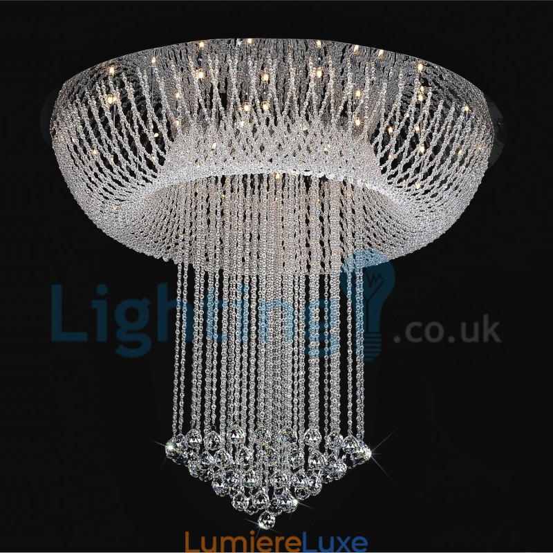 Lustre contemporain moderne à montage encastré, luminaire suspendu en cristal avec goutte de pluie
