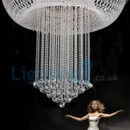 Lustre contemporain moderne à montage encastré, luminaire suspendu en cristal avec goutte de pluie