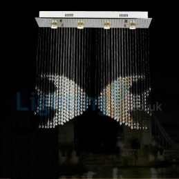 Lustre contemporain moderne à montage encastré, luminaire suspendu en cristal avec goutte de pluie