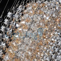 Lustre contemporain moderne à montage encastré, luminaire suspendu en cristal avec goutte de pluie