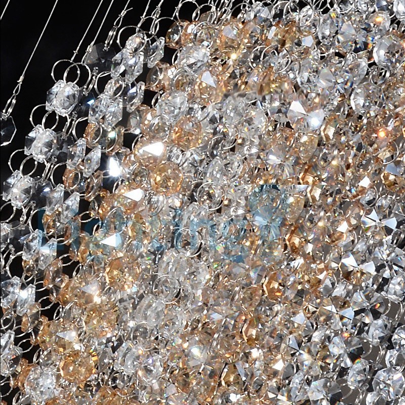 Lustre contemporain moderne à montage encastré, luminaire suspendu en cristal avec goutte de pluie