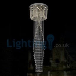 Lustre contemporain moderne à encastrer, luminaire suspendu en cristal avec goutte de pluie