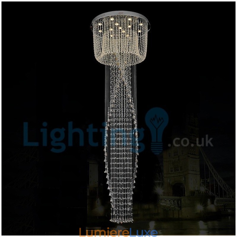 Lustre contemporain moderne à encastrer, luminaire suspendu en cristal avec goutte de pluie